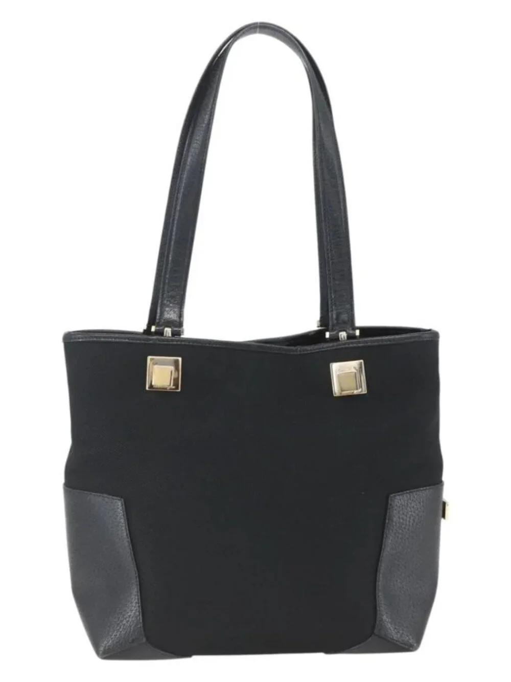 Salvatore Ferragamo Tote Bag Nylon Leather Black Gold Auth 164446